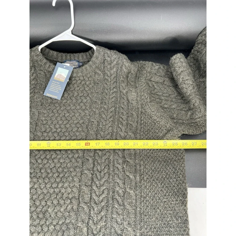 NEW‎ Pendleton 100% Wool Fisherman Sweater Cable Knit Men's 2XL Dark Green